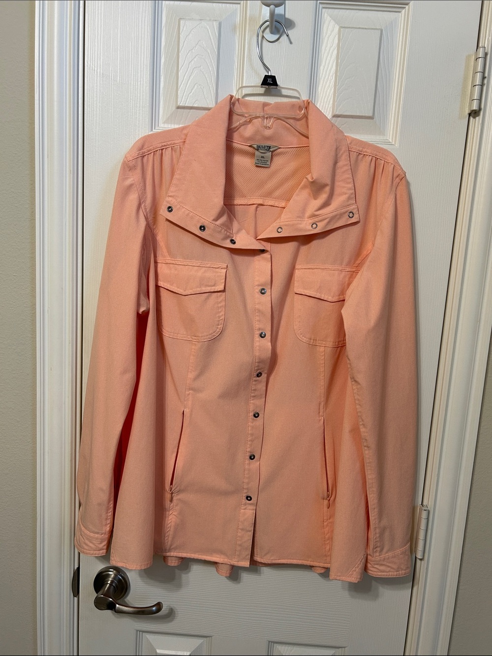 Duluth Trading Co Coral Peach Utility Jacket with Snap Front